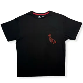 Embroidered Yea HK Oversized Pocket Tee, Black