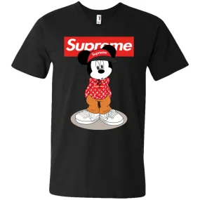 Supreme Mickey Mouse T-shirt Men V-Neck T-Shirt