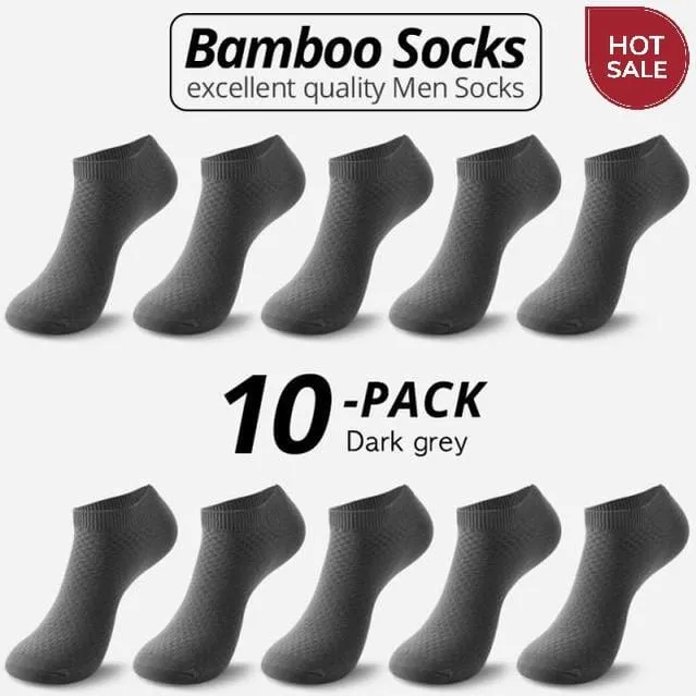 10 Pairs Bamboo Fiber Men Socks Short Ankle Business Black Male Meias Socks Summer Breathable Men Dress Shoes Clothes Size 38-44