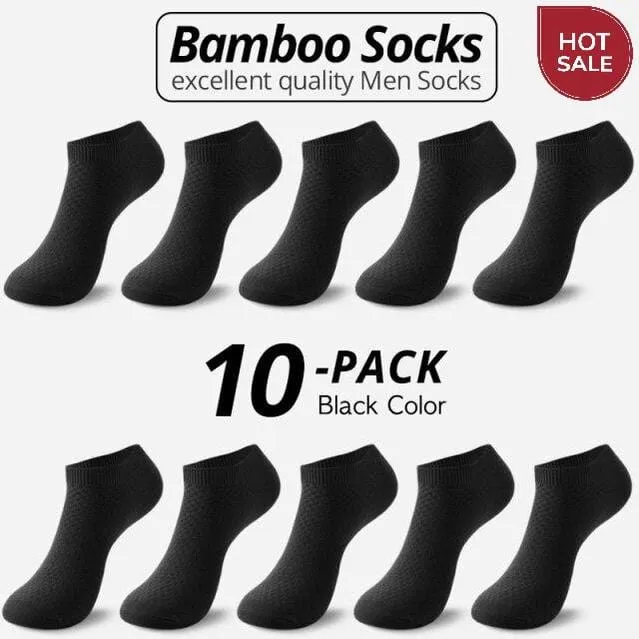 10 Pairs Bamboo Fiber Men Socks Short Ankle Business Black Male Meias Socks Summer Breathable Men Dress Shoes Clothes Size 38-44