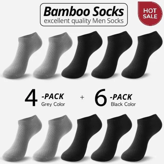 10 Pairs Bamboo Fiber Men Socks Short Ankle Business Black Male Meias Socks Summer Breathable Men Dress Shoes Clothes Size 38-44