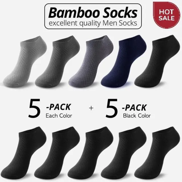 10 Pairs Bamboo Fiber Men Socks Short Ankle Business Black Male Meias Socks Summer Breathable Men Dress Shoes Clothes Size 38-44