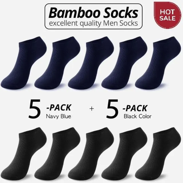 10 Pairs Bamboo Fiber Men Socks Short Ankle Business Black Male Meias Socks Summer Breathable Men Dress Shoes Clothes Size 38-44