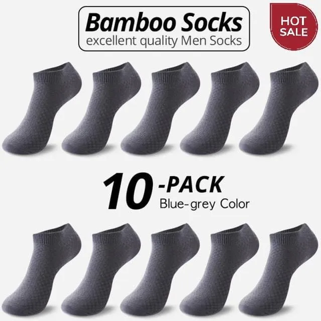 10 Pairs Bamboo Fiber Men Socks Short Ankle Business Black Male Meias Socks Summer Breathable Men Dress Shoes Clothes Size 38-44