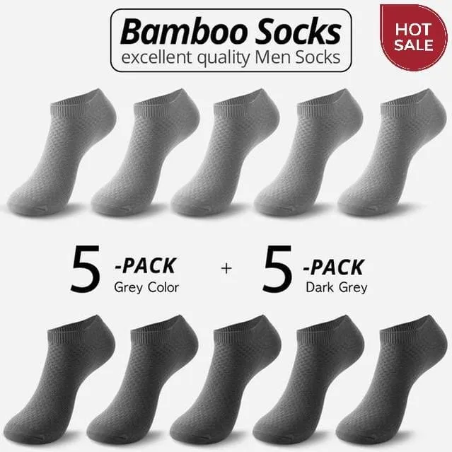 10 Pairs Bamboo Fiber Men Socks Short Ankle Business Black Male Meias Socks Summer Breathable Men Dress Shoes Clothes Size 38-44