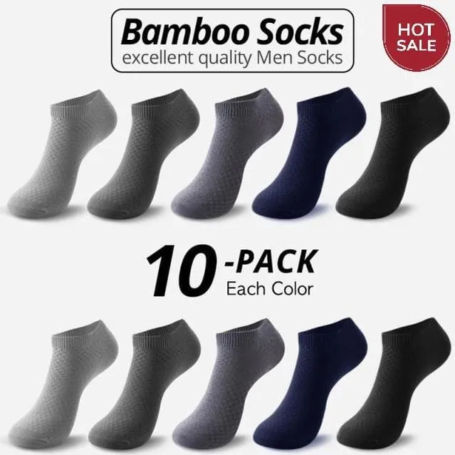 10 Pairs Bamboo Fiber Men Socks Short Ankle Business Black Male Meias Socks Summer Breathable Men Dress Shoes Clothes Size 38-44