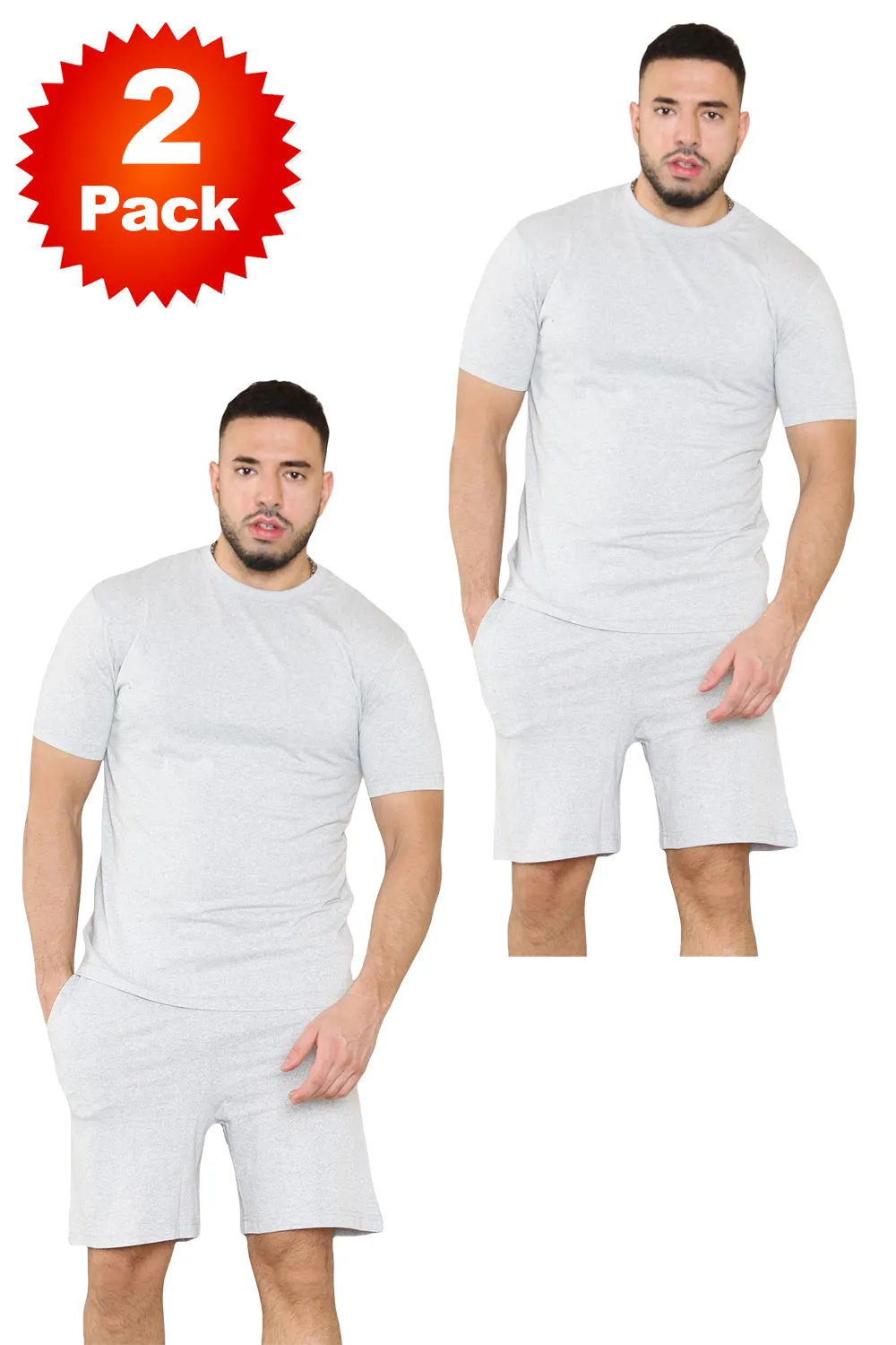 2 Pack Mens T Shirt Short Set