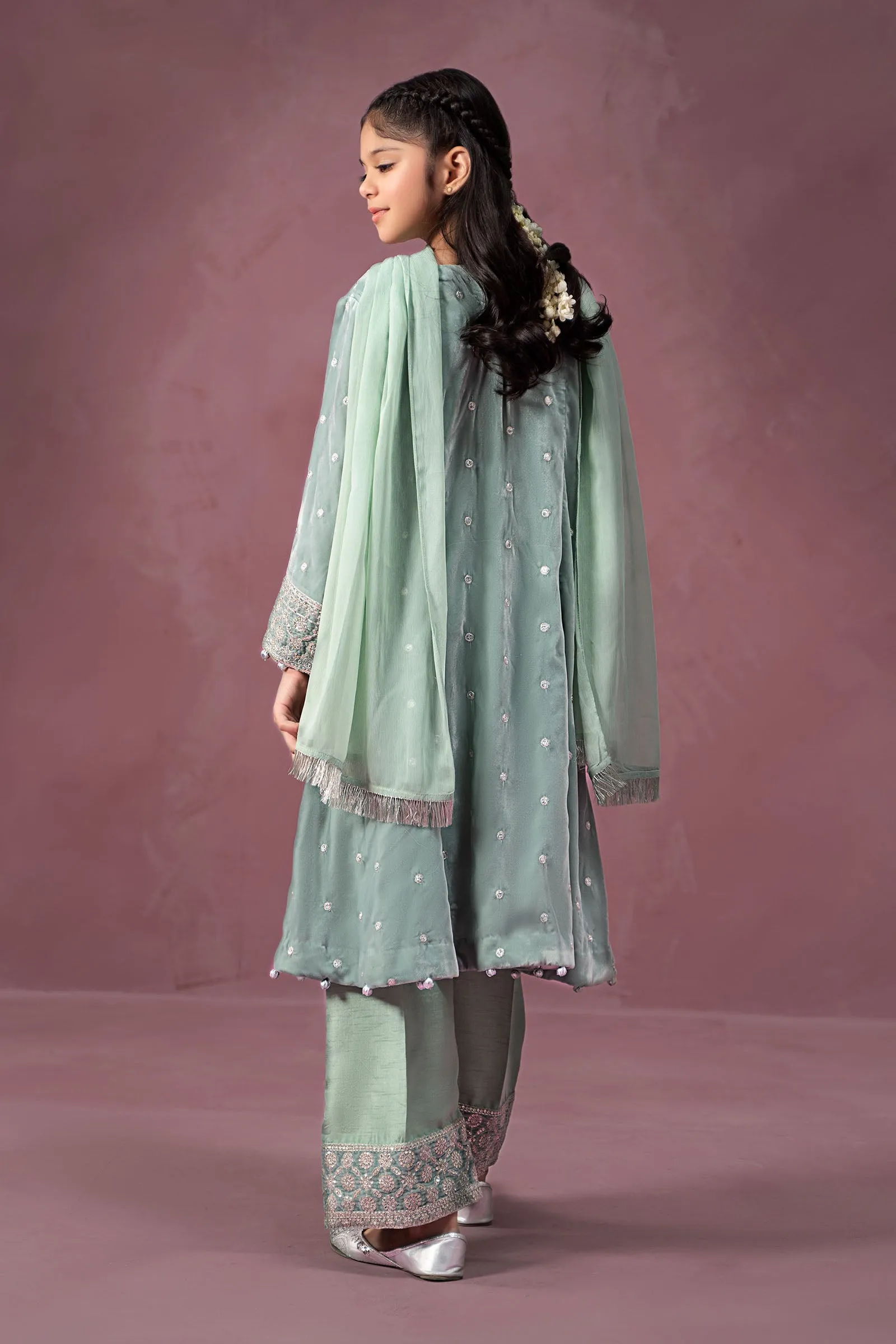 3 Piece Embroidered Velvet Suit | MKS-W24-38