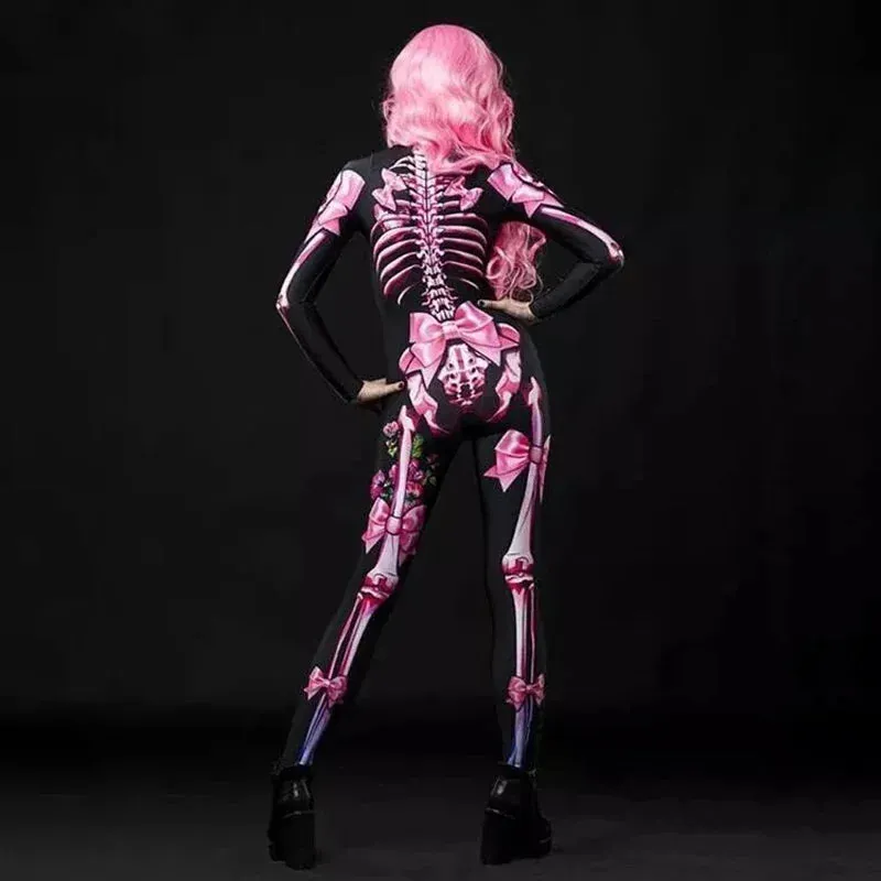 Advbridge Rose Skeleton Adult Kids Scary Costume Halloween Dress Cosplay Sexy Jumpsuit Carnival Party Baby Girl Rompers Day of The Dead