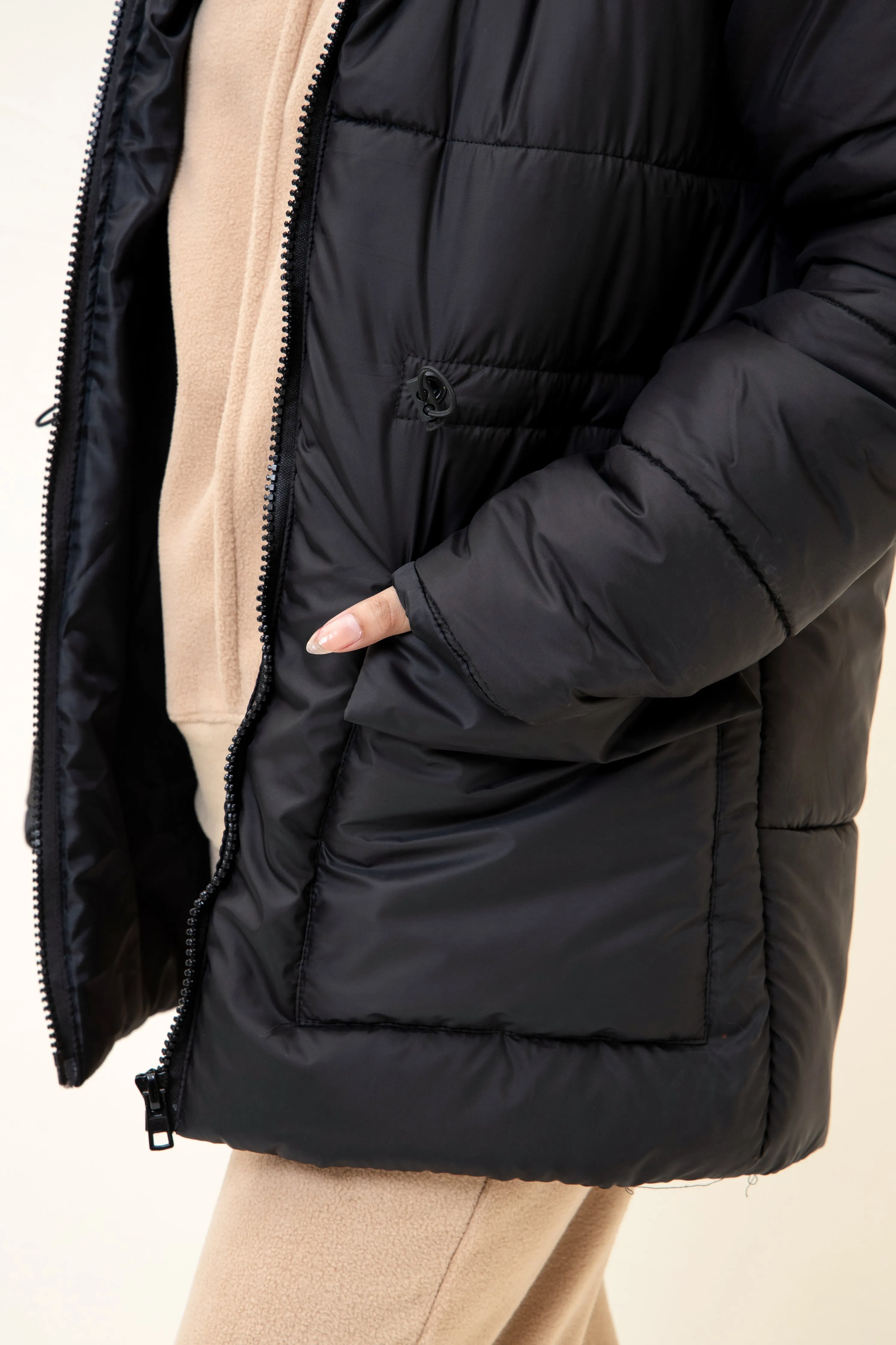 Alaska NEO Soft Puffer Jacket with Fur Hoodie Black