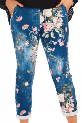 Alice joggers -  floral dark wash