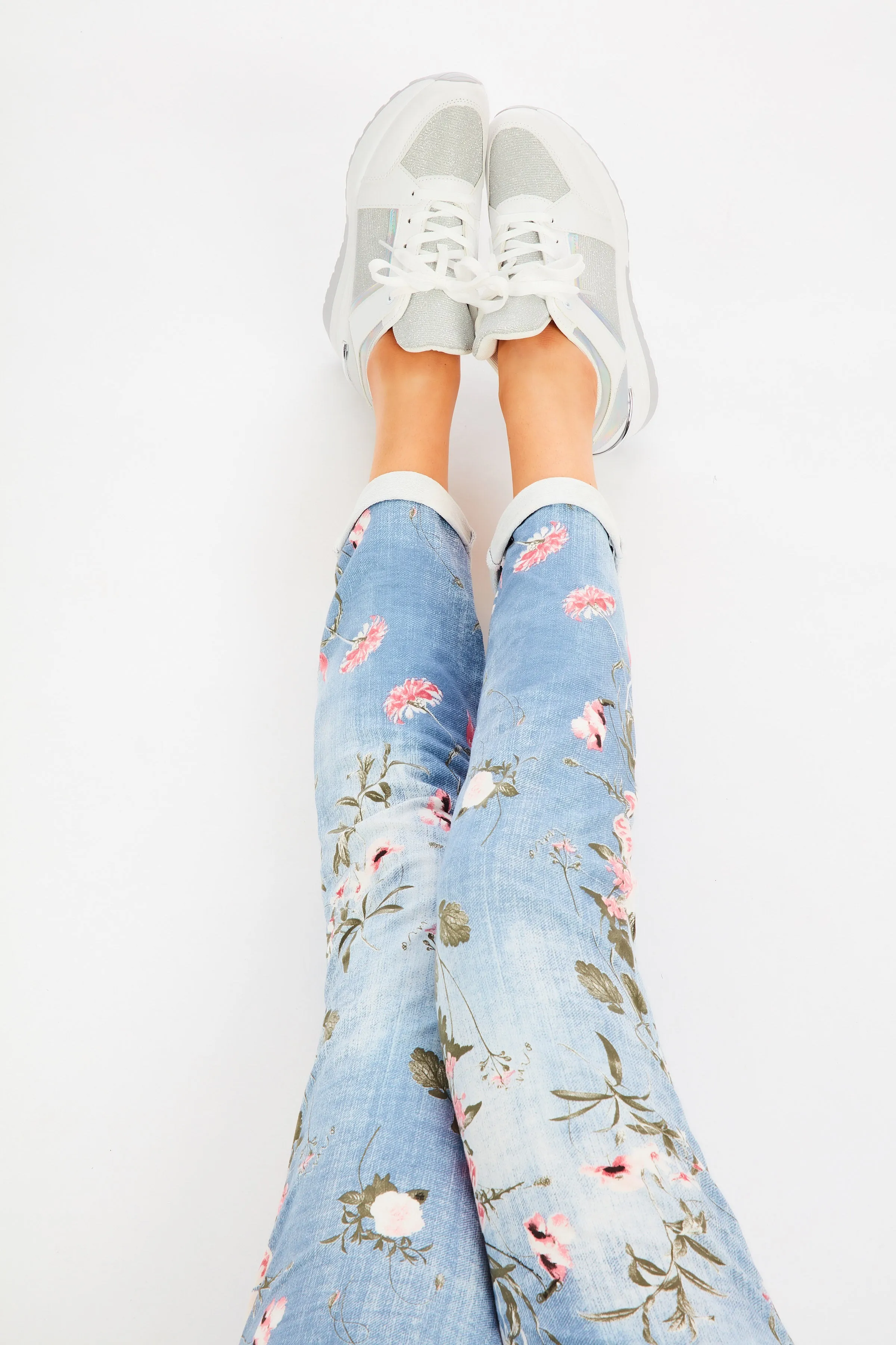 Alice Joggers - Floral Light Wash Joggers