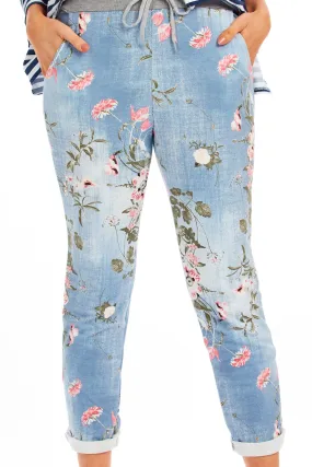 Alice Joggers - Floral Light Wash Joggers