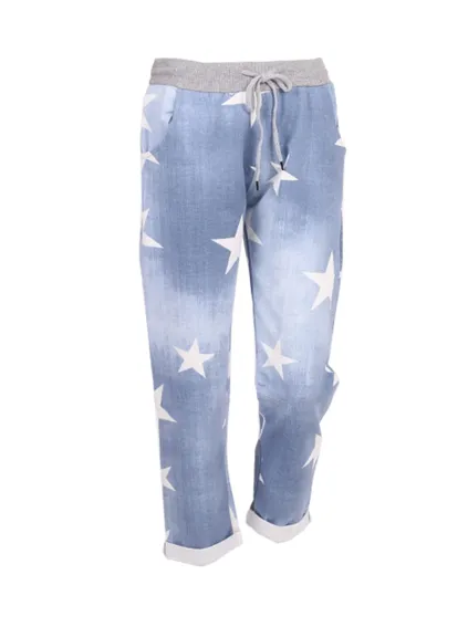 Alice joggers - Star print  - Light Denim