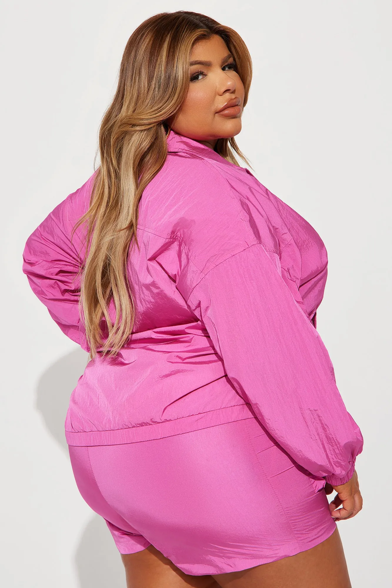 Amira Windbreaker Short Set - Fuchsia