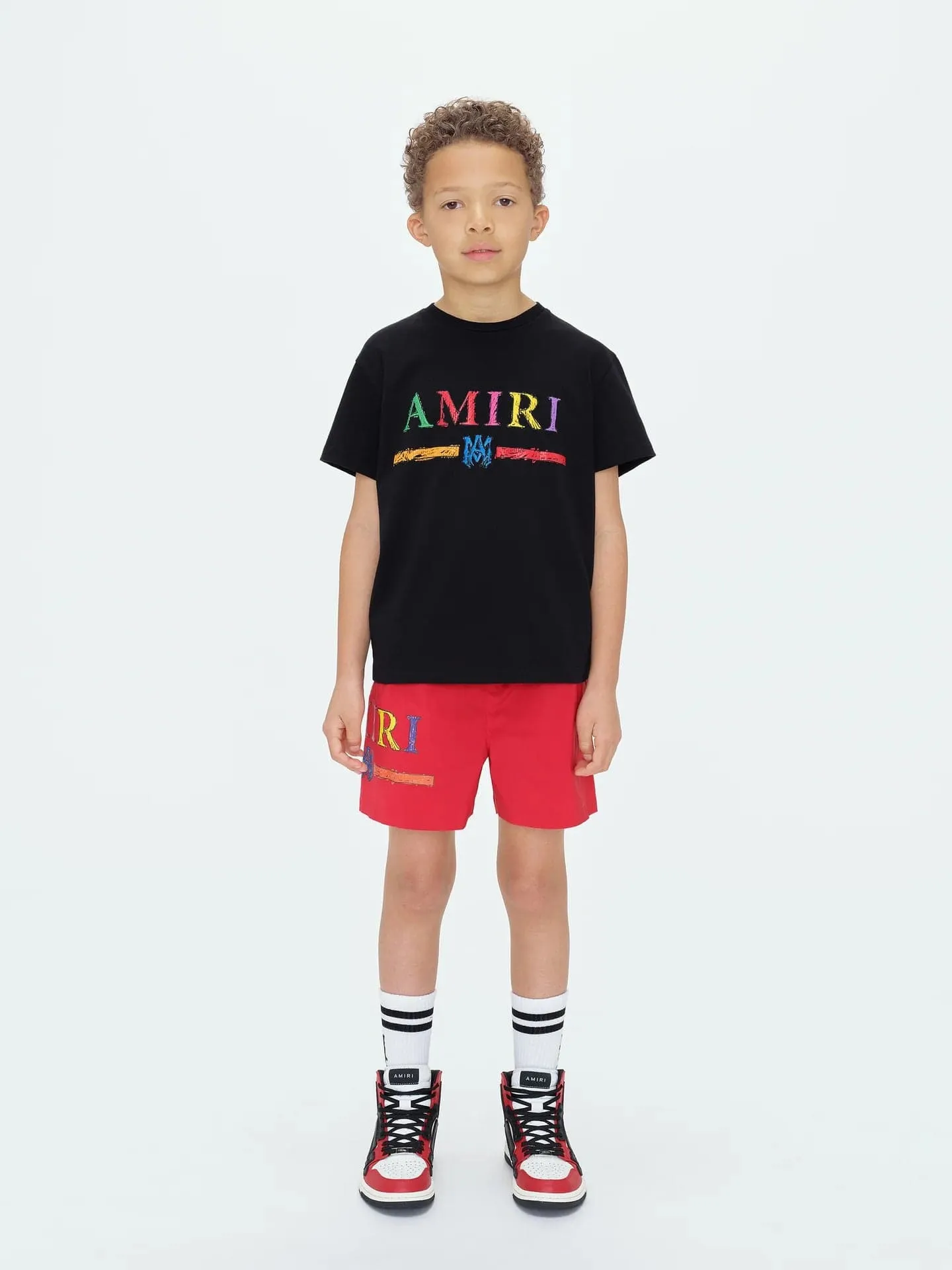 Amiri Kids Crayon Sketch Bar T-Shirt in Black