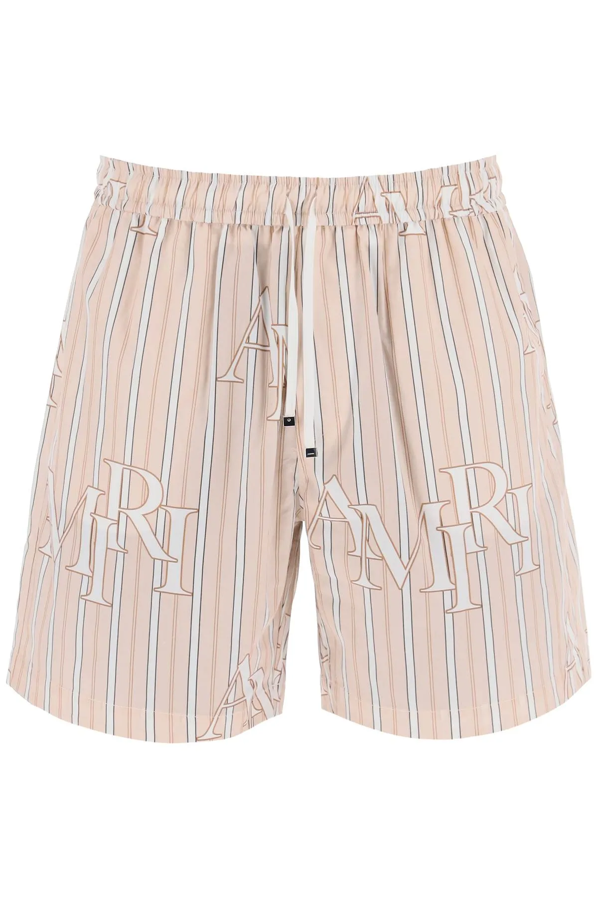 Amiri Stripe Technical Poplin Bermuda Shorts With Logo  Striped