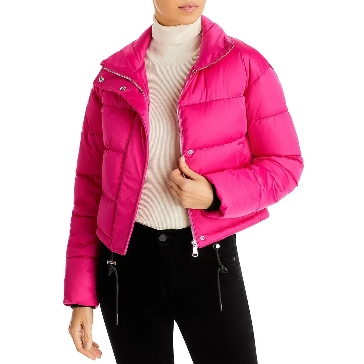 Aqua Womens Quilted Short Puffer Jacket