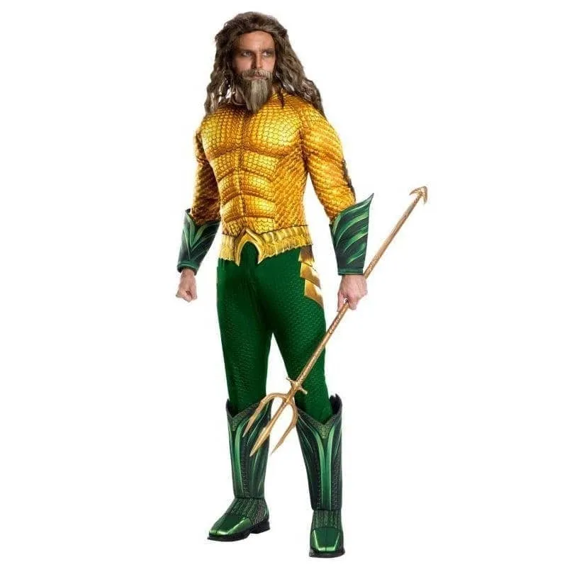 Aquaman Costume Adult Gold Green Suit