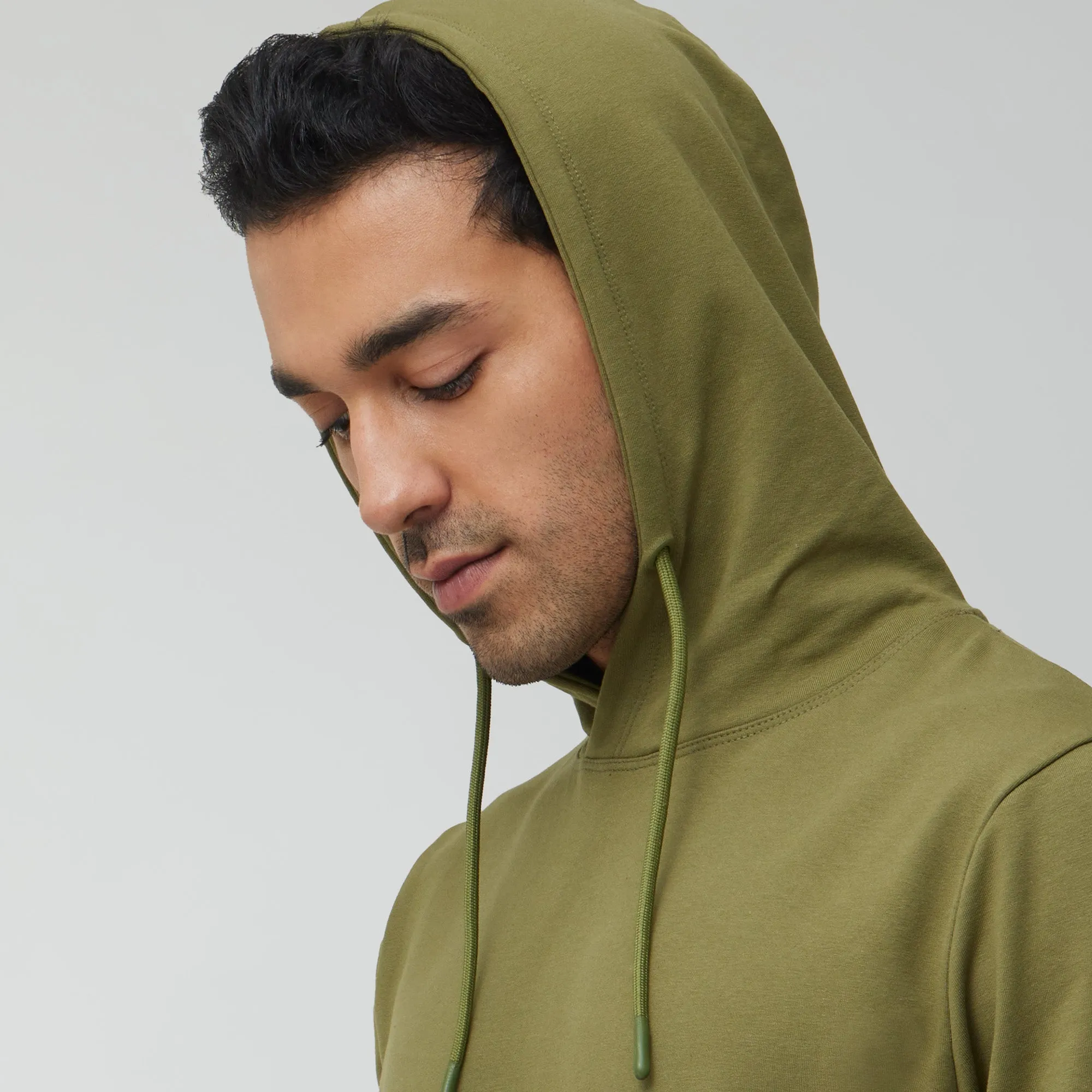 Ascent French Terry Cotton Blend Hoodies Olive Green