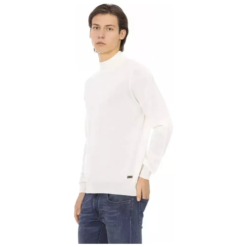 Baldinini Trend White Fabric Men's Turtleneck Sweater