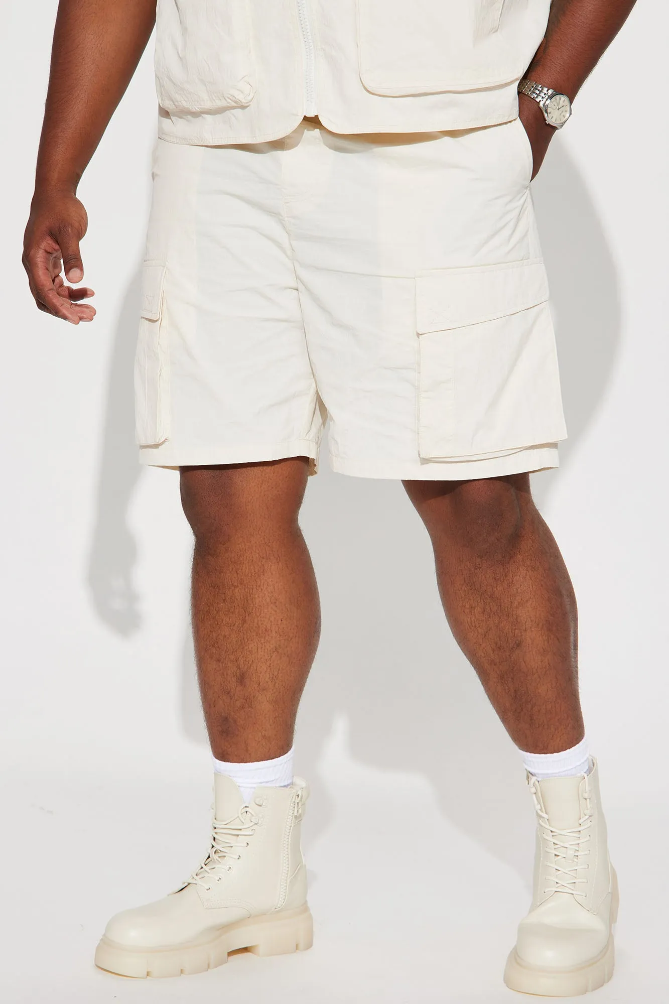 Batter Up Crinkle Utility Short - Cream