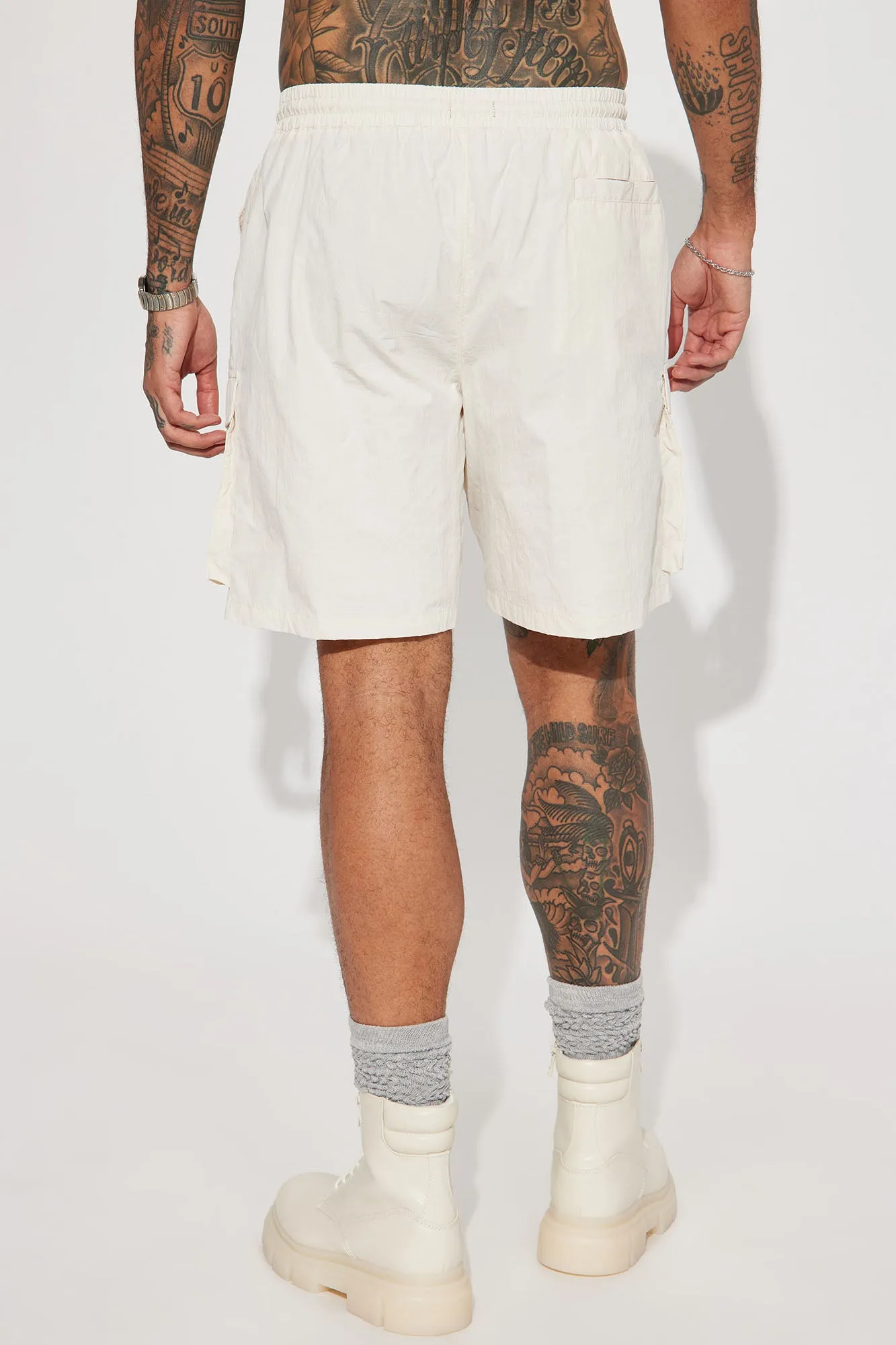 Batter Up Crinkle Utility Short - Cream