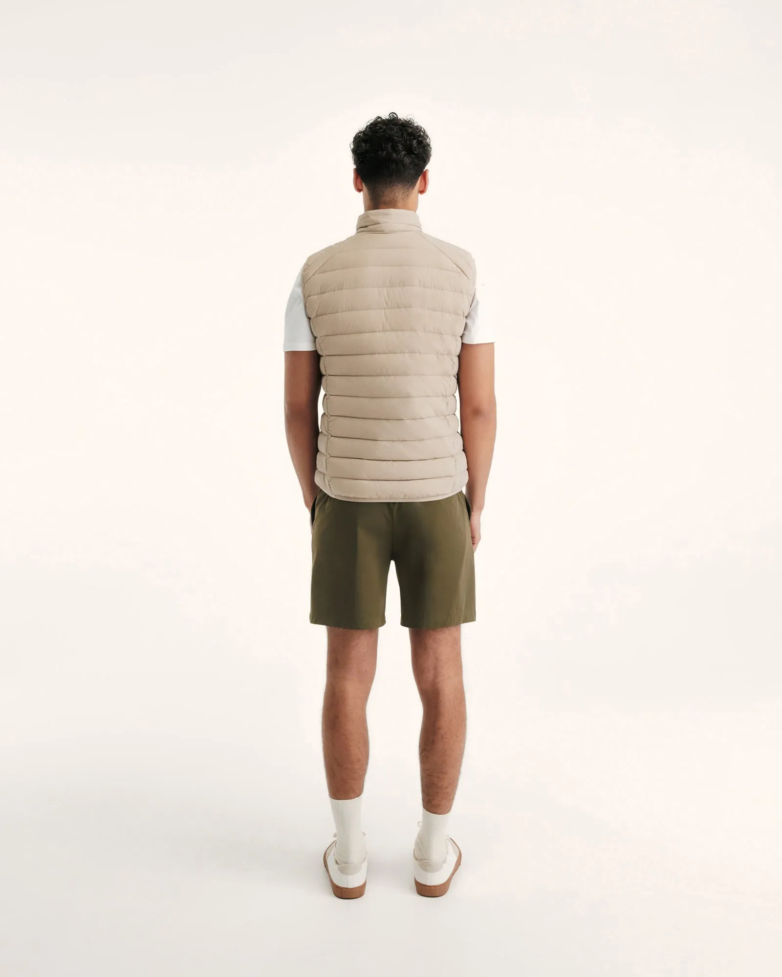 Beige Arafo stretch sleeveless puffer jacket