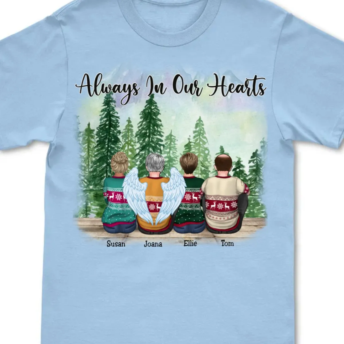 Best Friends - Always In Our Hearts - Personalized Unisex T-Shirt (Lake)