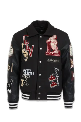 Big Men's Carpe Diem Varsity Jacket (Black)