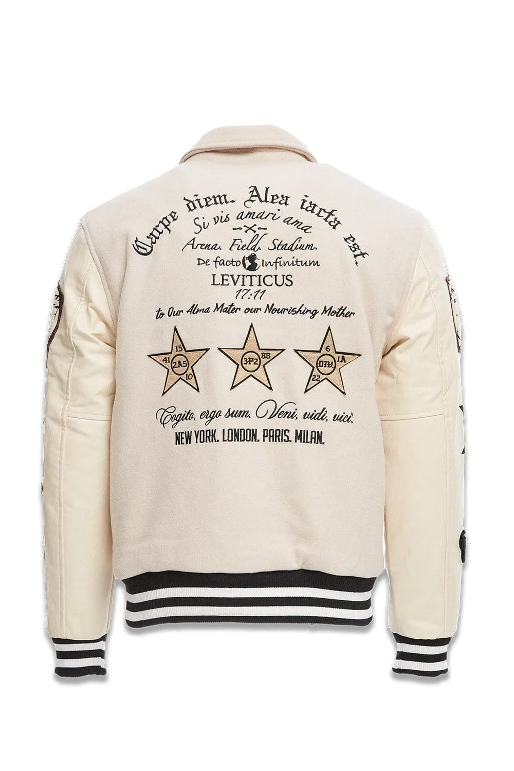 Big Men's Carpe Diem Varsity Jacket (Bone)