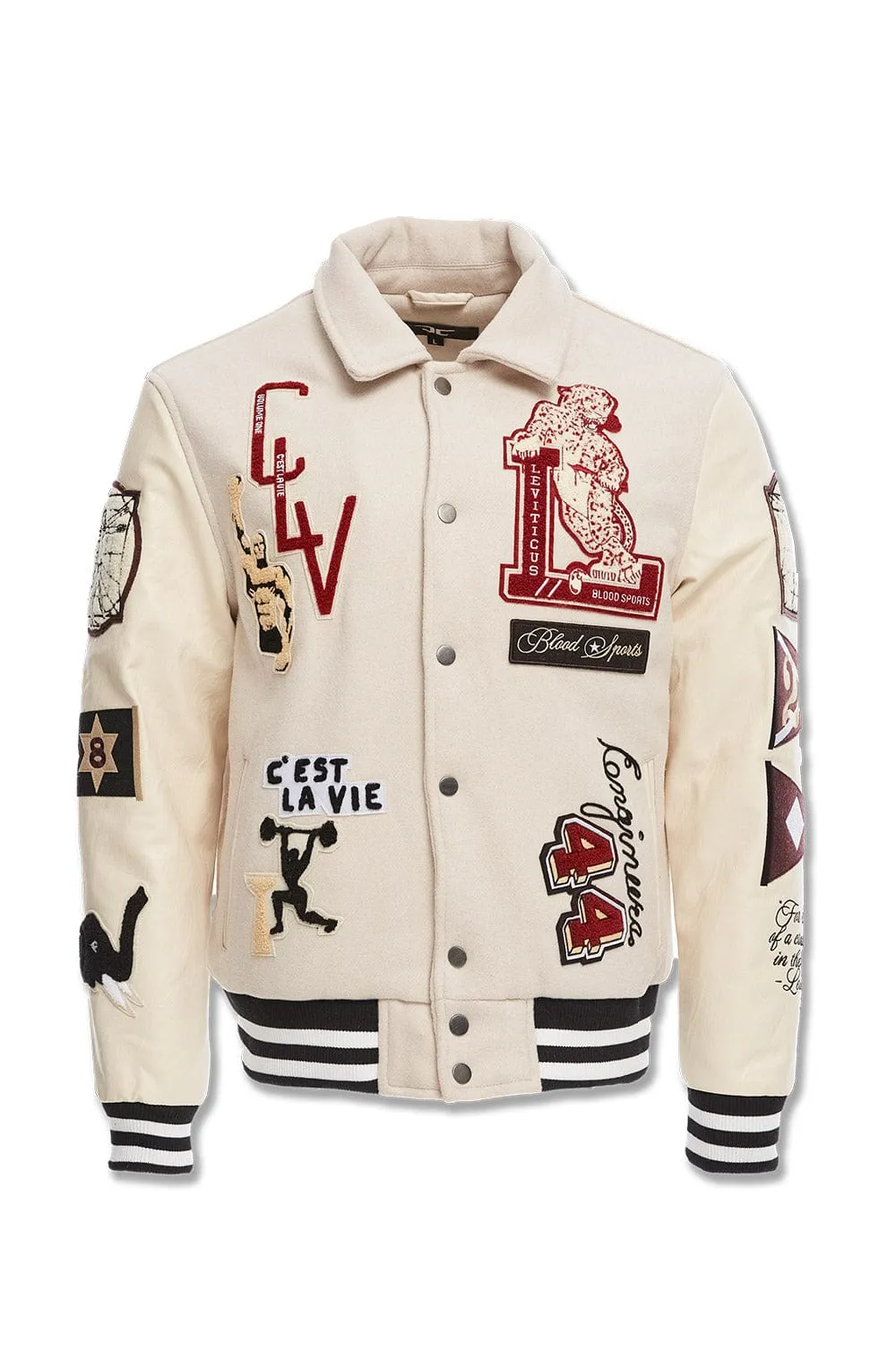 Big Men's Carpe Diem Varsity Jacket (Bone)