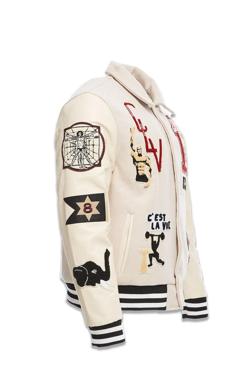 Big Men's Carpe Diem Varsity Jacket (Bone)