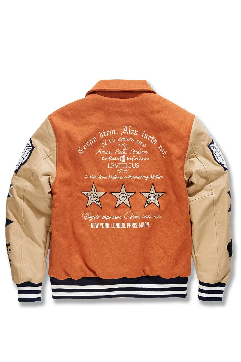 Big Men's Carpe Diem Varsity Jacket (Burnt Orange)