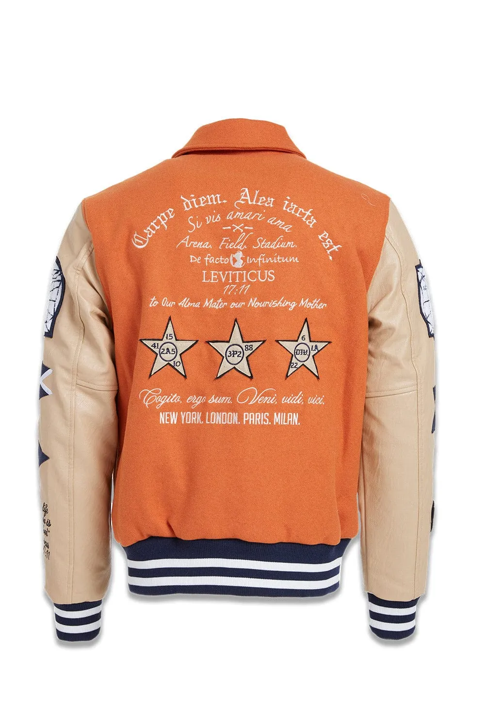 Big Men's Carpe Diem Varsity Jacket (Burnt Orange)