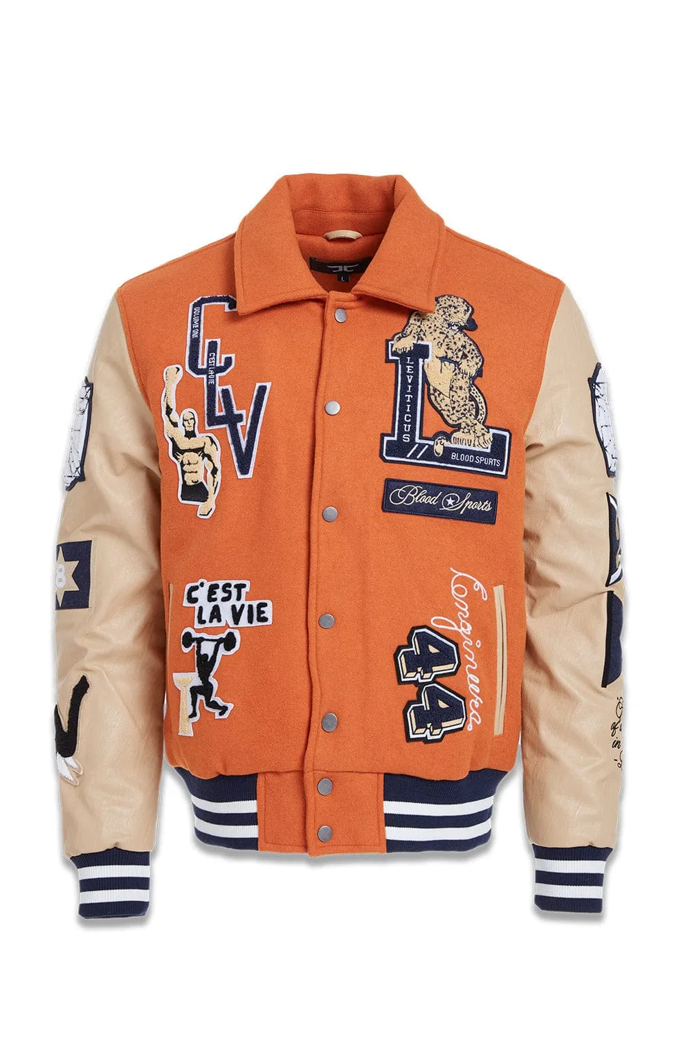 Big Men's Carpe Diem Varsity Jacket (Burnt Orange)