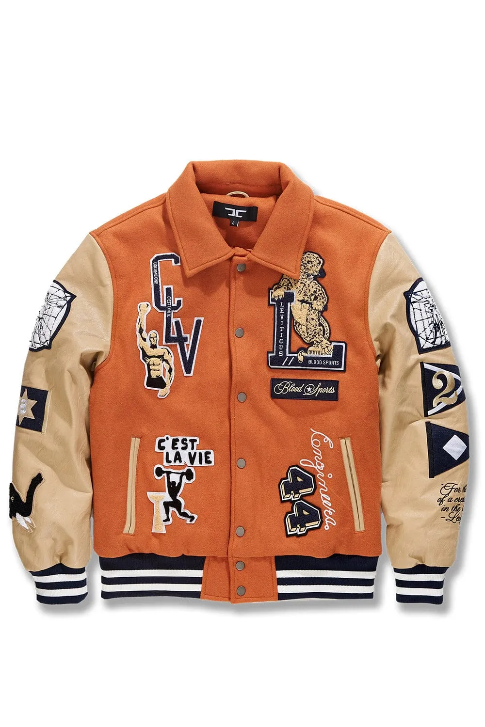 Big Men's Carpe Diem Varsity Jacket (Burnt Orange)