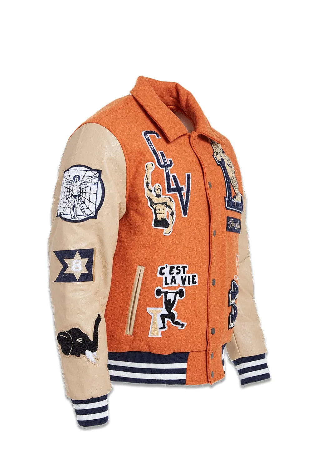 Big Men's Carpe Diem Varsity Jacket (Burnt Orange)