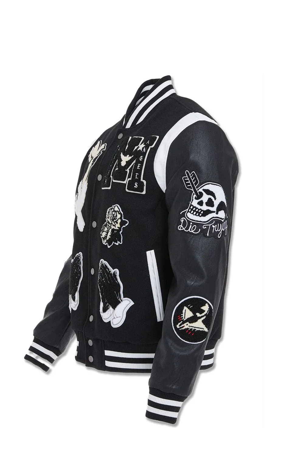 Big Men's Fallen Angels Varsity Jacket (Black)