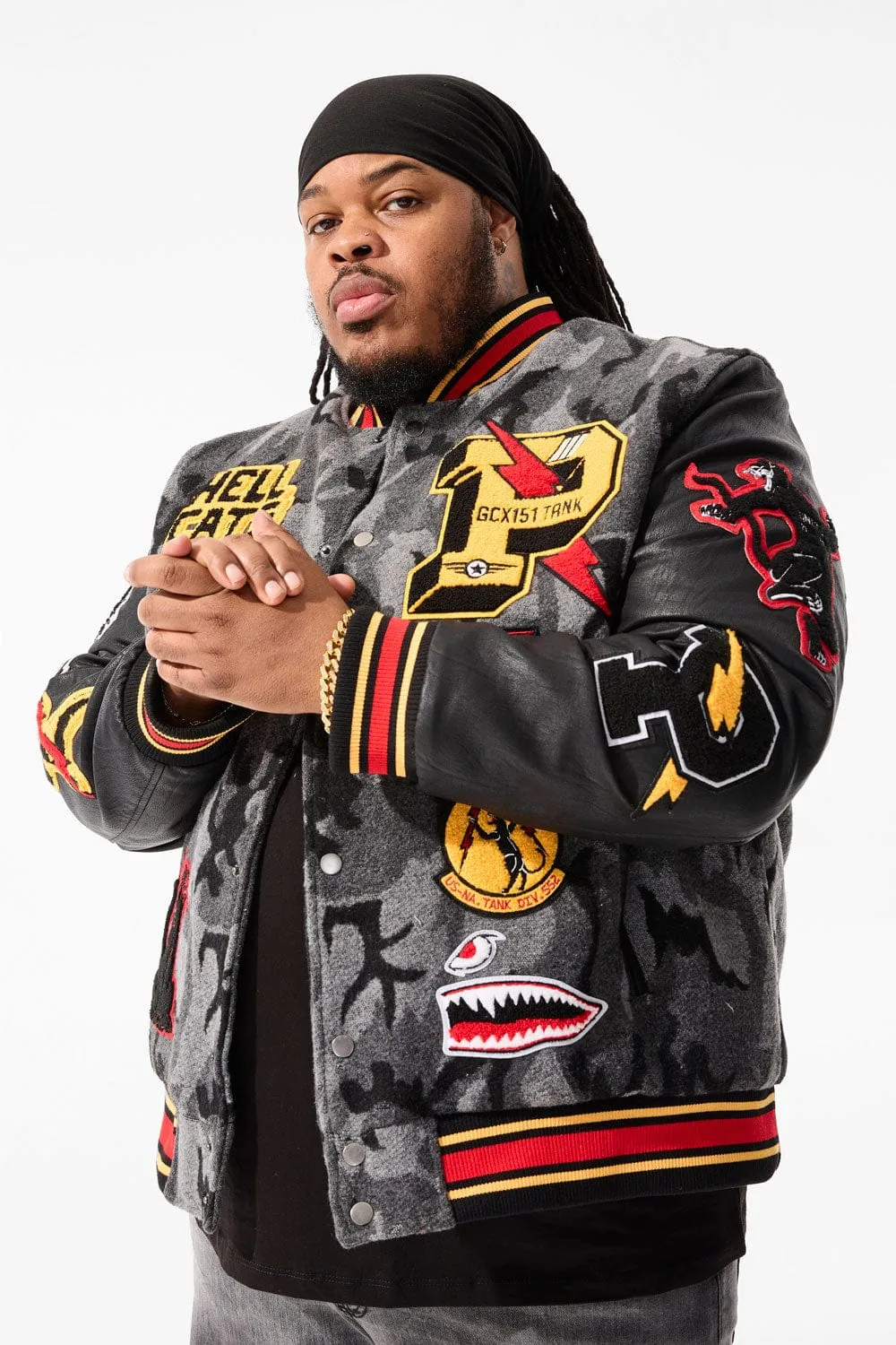 Big Men's Hellcat Varsity Jacket (Black Camo)