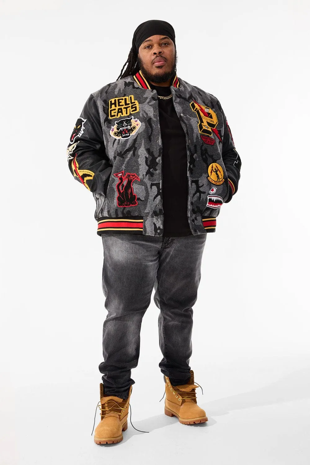 Big Men's Hellcat Varsity Jacket (Black Camo)