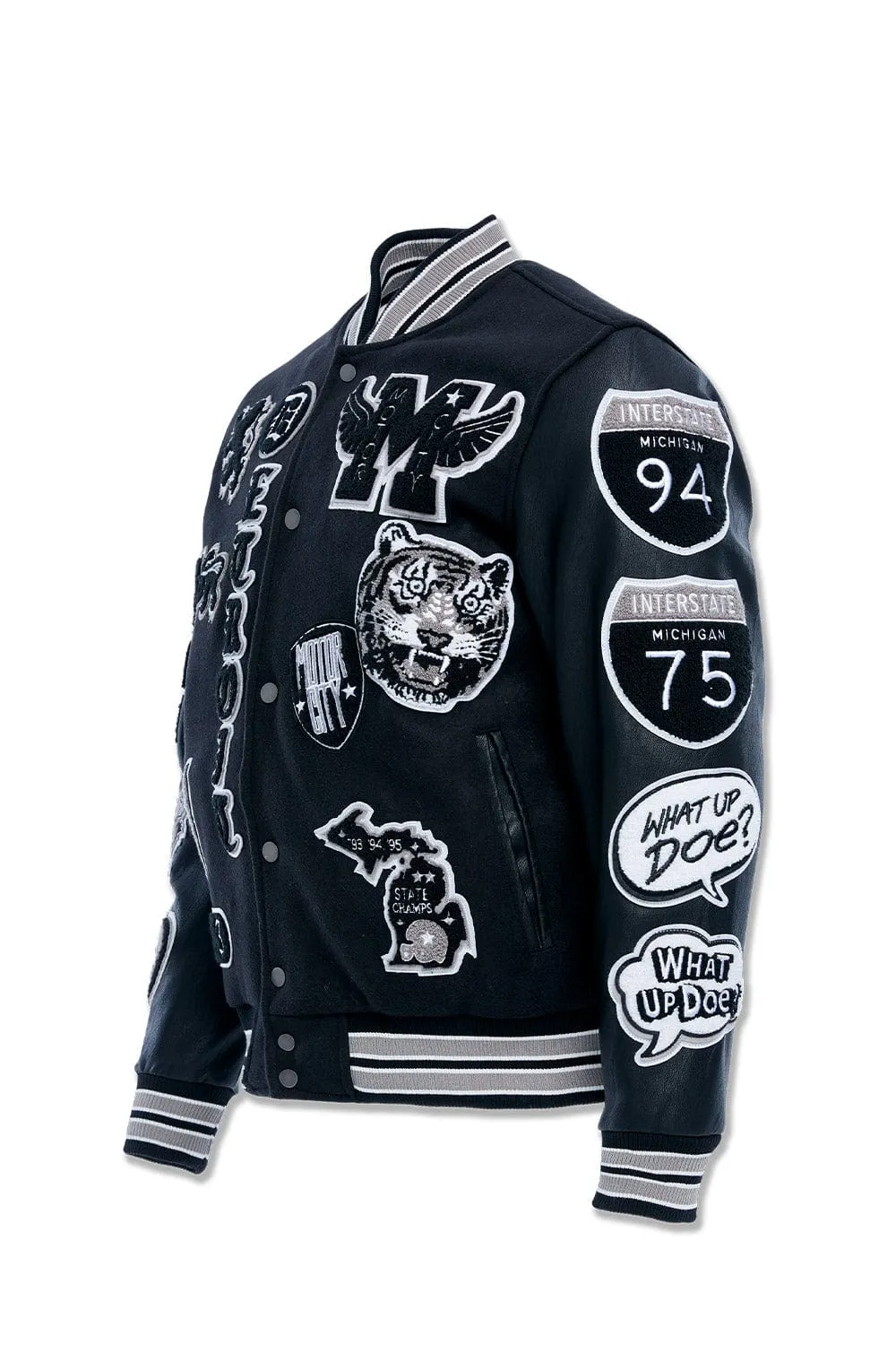 Big Men's Motown Varsity Jacket (Black Shadow)