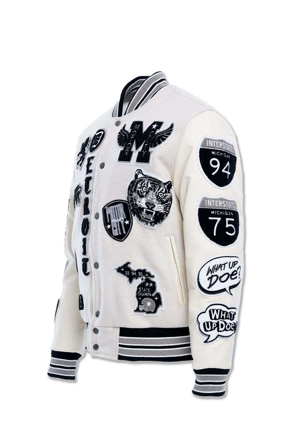 Big Men's Motown Varsity Jacket (Cream)