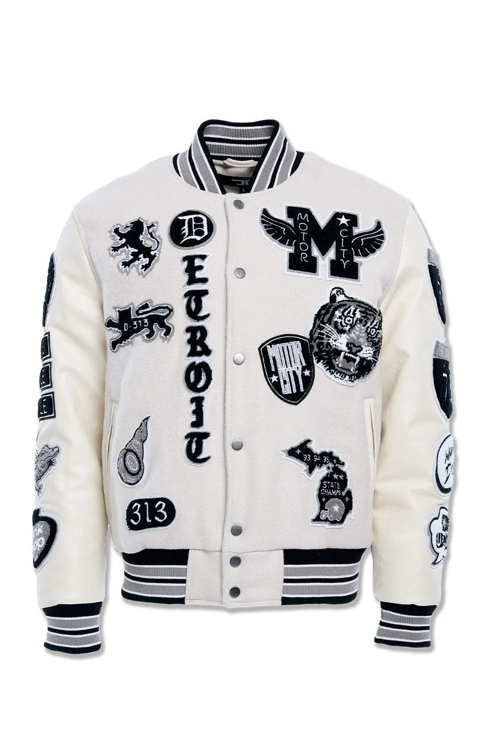 Big Men's Motown Varsity Jacket (Cream)