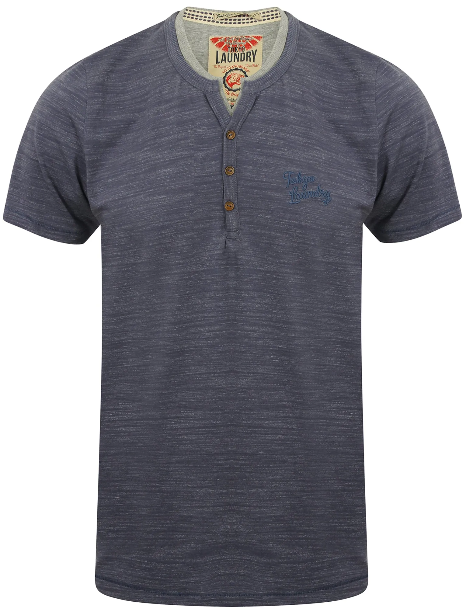 Buffalo Cove Mock Layer Henley T-Shirt in Vintage Indigo - Tokyo Laundry