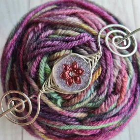 Burgundy Lilac Starflower Shawl Pin- Noteworthy Czech Glass