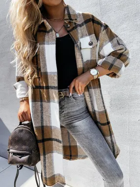 Button Down Checkered Longline Coat