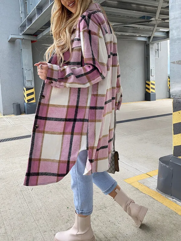 Button Down Checkered Longline Coat