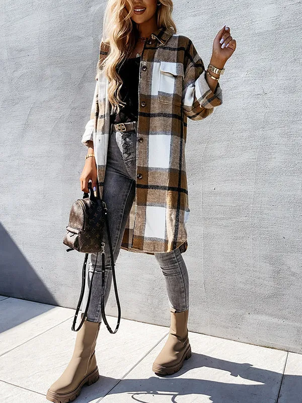 Button Down Checkered Longline Coat