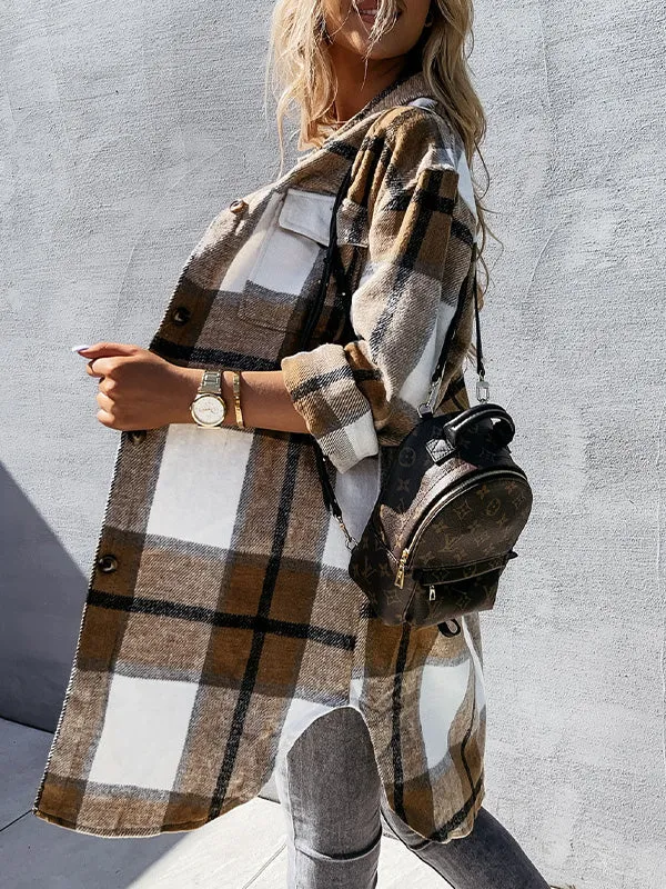 Button Down Checkered Longline Coat